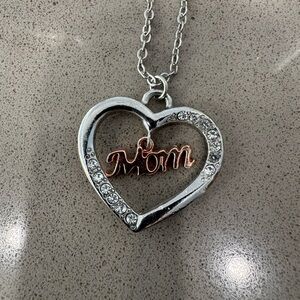 Silver Mom Heart Pendant Necklace